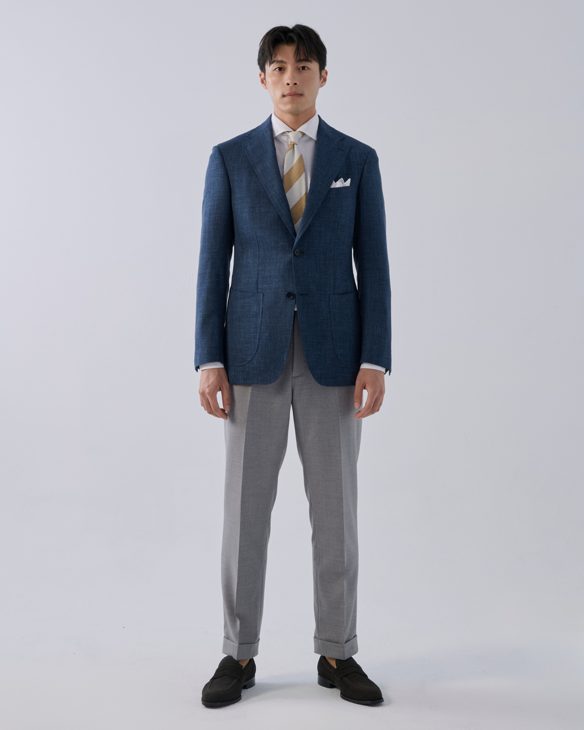 義大利 Loro Piana 深藍色毛麻絲 訂製西裝外套 (暫時缺貨)