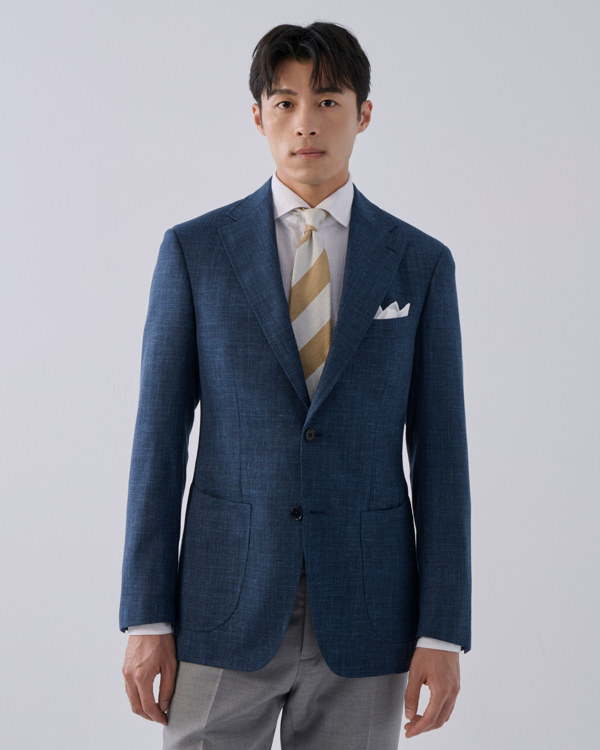 義大利 Loro Piana 深藍色毛麻絲 訂製西裝外套 (暫時缺貨)