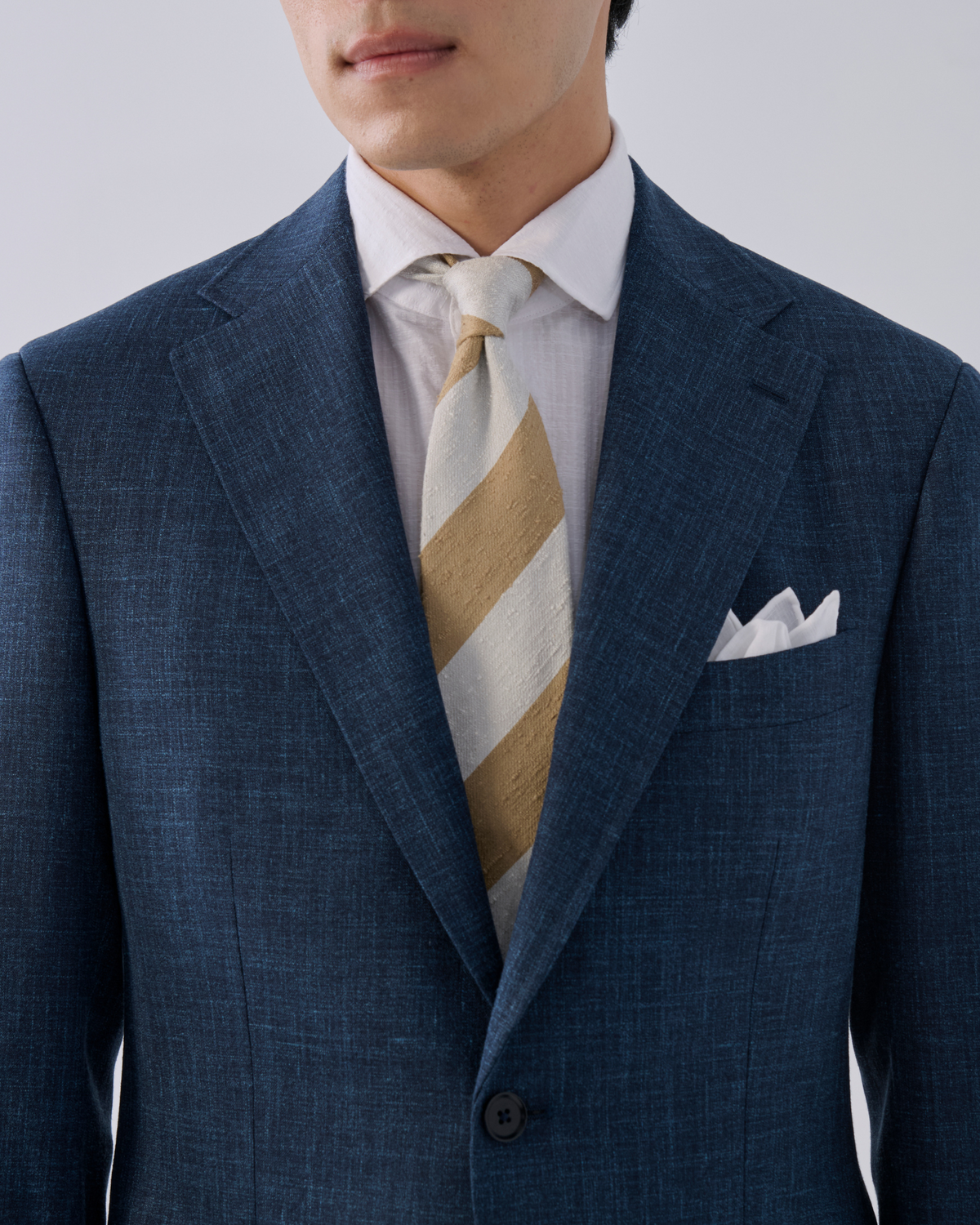 義大利 Loro Piana 深藍色毛麻絲 訂製西裝外套 (暫時缺貨)