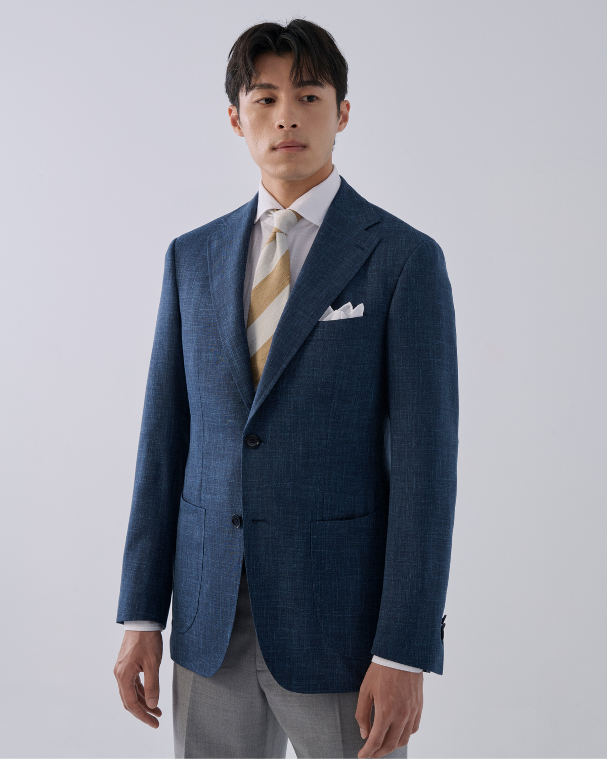 義大利 Loro Piana 深藍色毛麻絲 訂製西裝外套 (暫時缺貨)