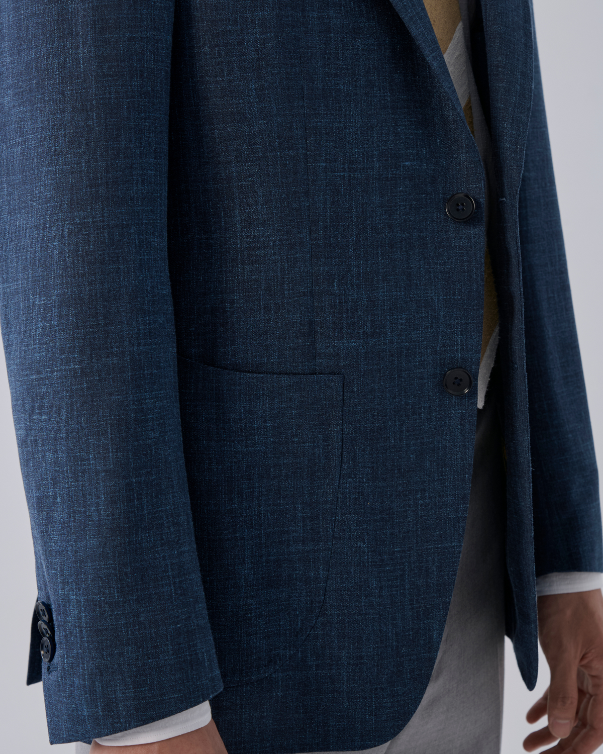 義大利 Loro Piana 深藍色毛麻絲 訂製西裝外套 (暫時缺貨)