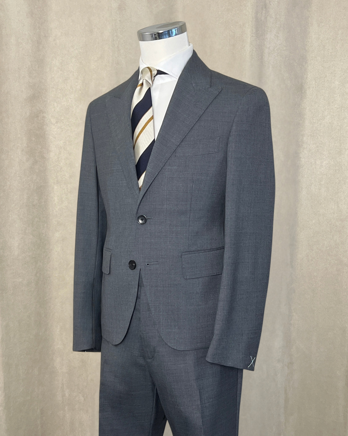 【Sample Sale】灰色彈性羊毛 兩件套西裝 小尺寸 40S