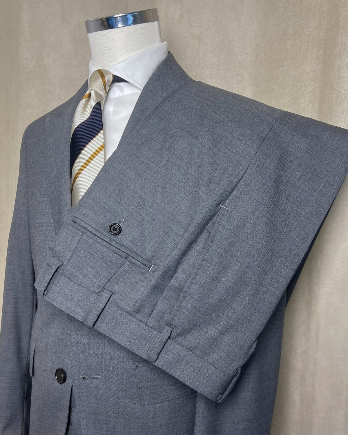 【Sample Sale】灰色彈性羊毛 兩件套西裝 小尺寸 40S