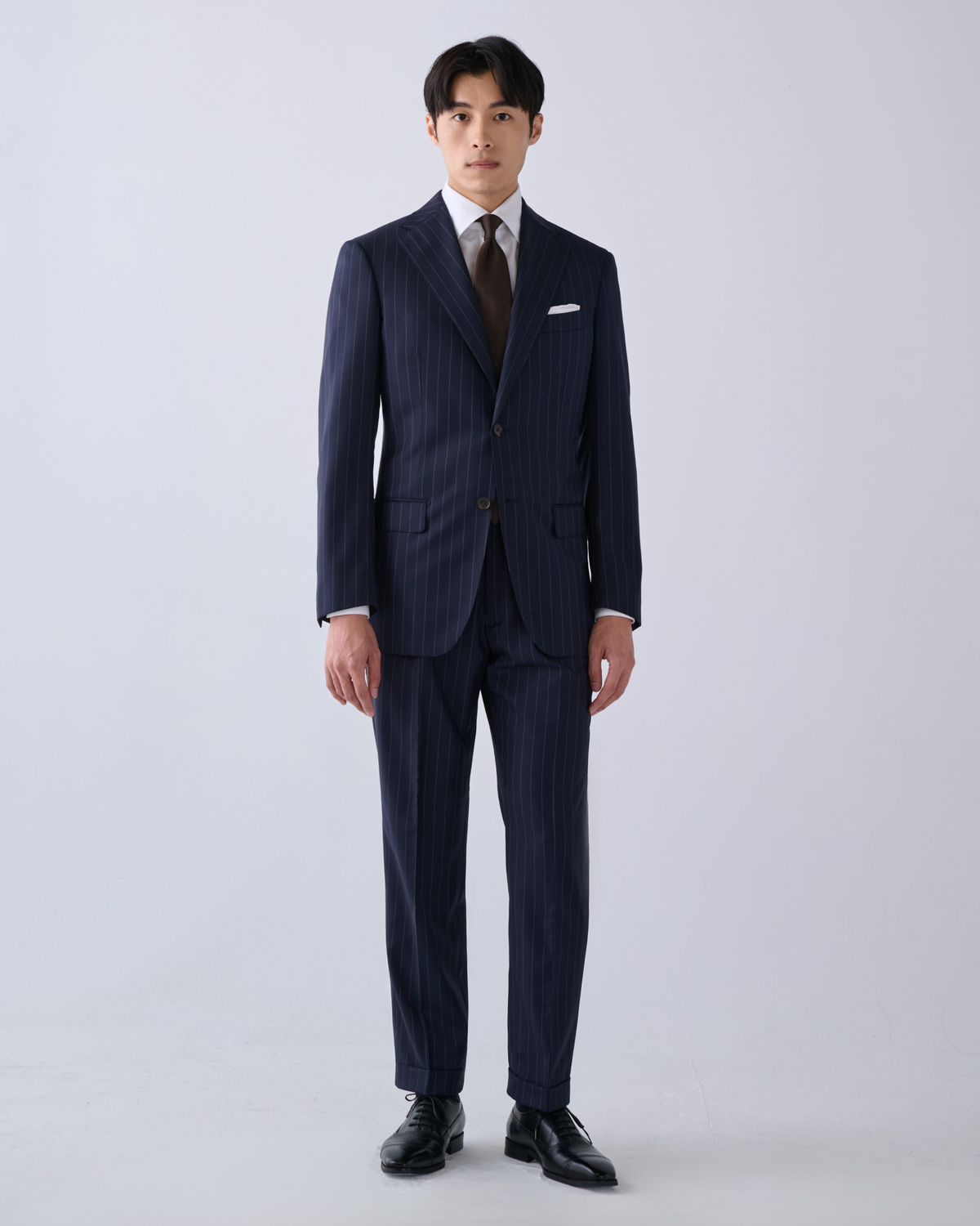 義大利 VBC 藍色直條紋 訂製三件套西裝