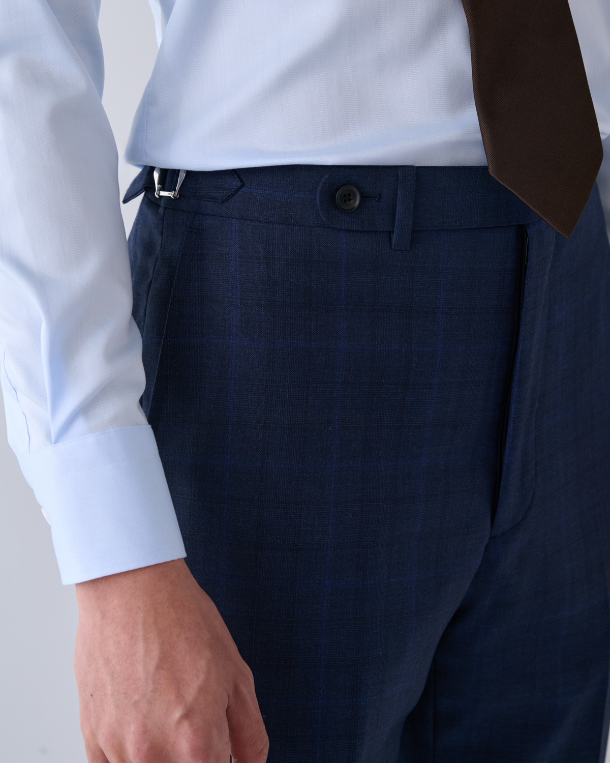 義大利 Loro Piana 藍色格紋 訂製兩件套西裝