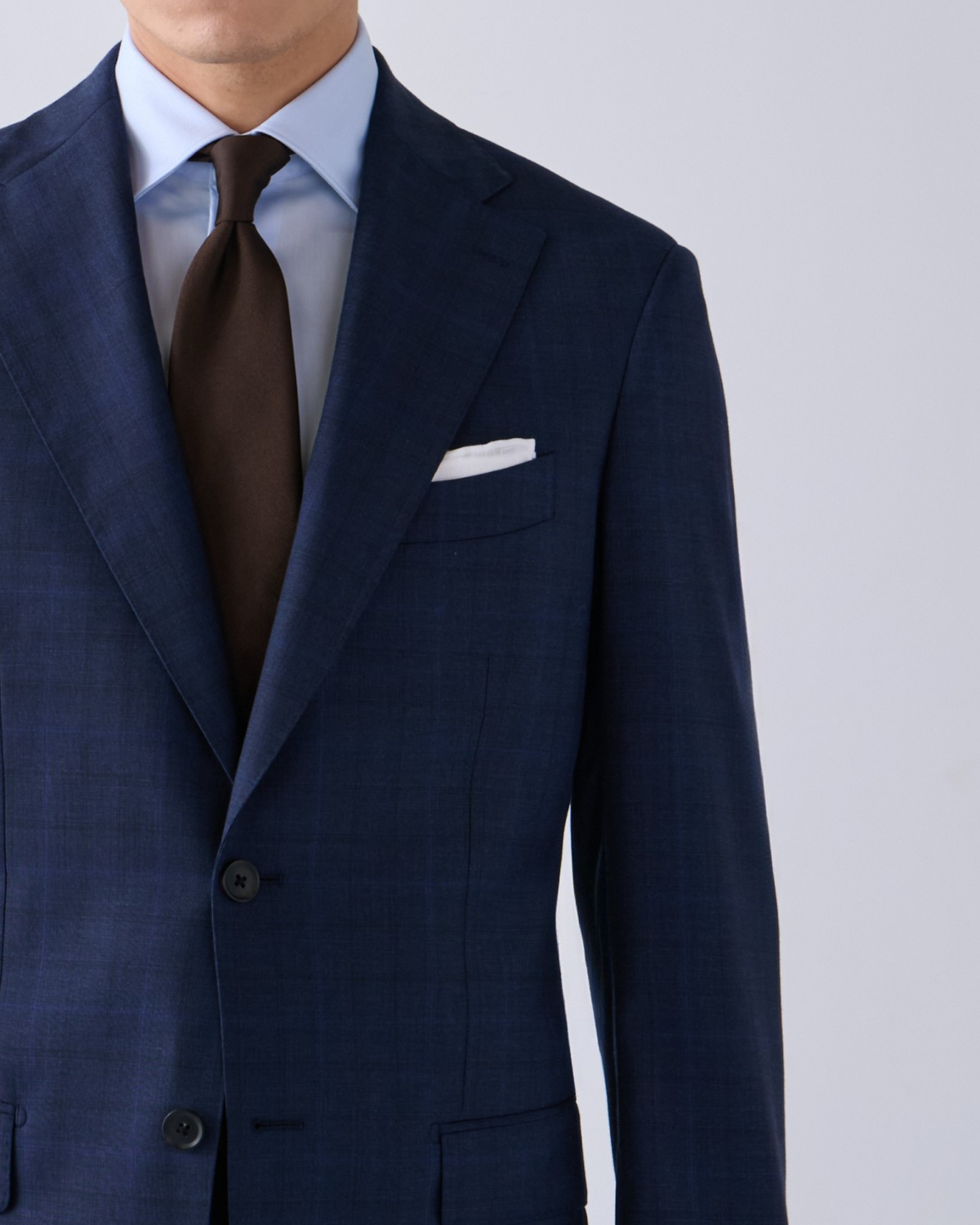 義大利 Loro Piana 藍色格紋 訂製兩件套西裝